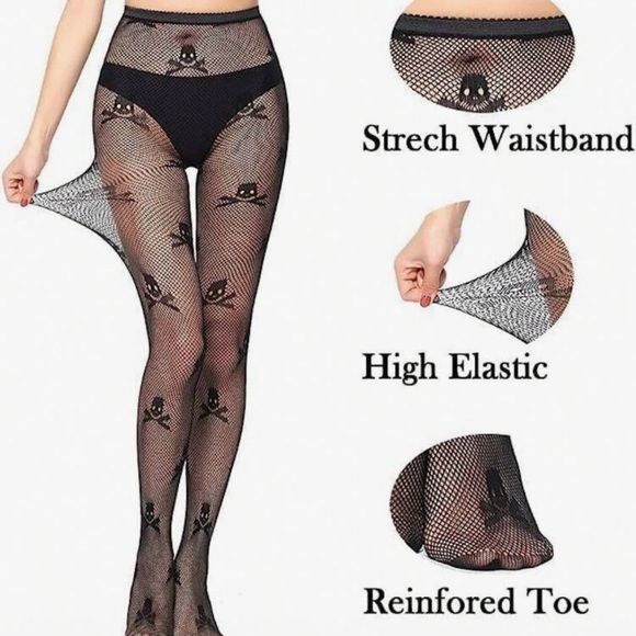 SHEIN Accessories - SHEIN One Size Goth Skull Designed Fishnets